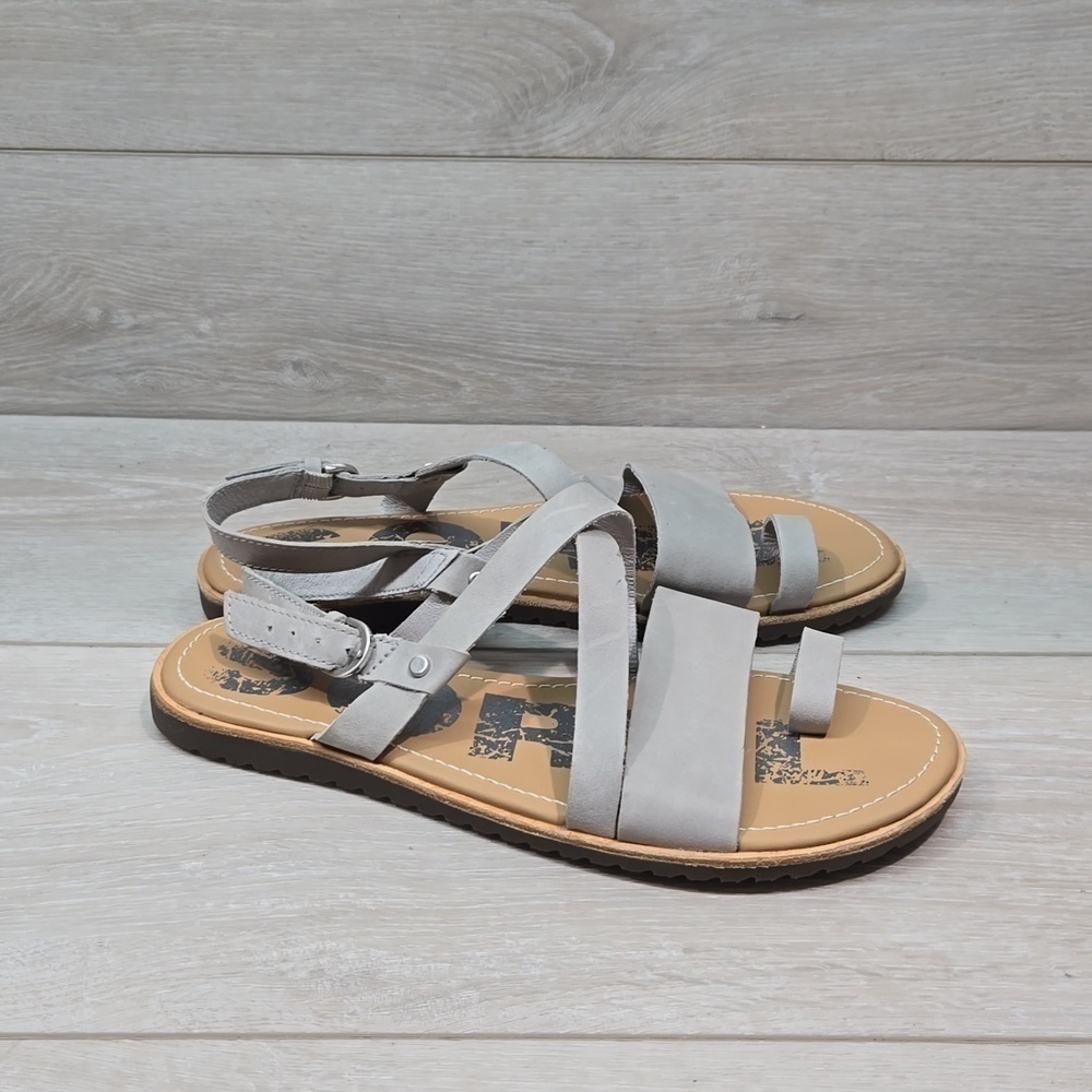 Sorel Women Strappy Leather Loop Toe Sandals Flats shoes sz 9.5